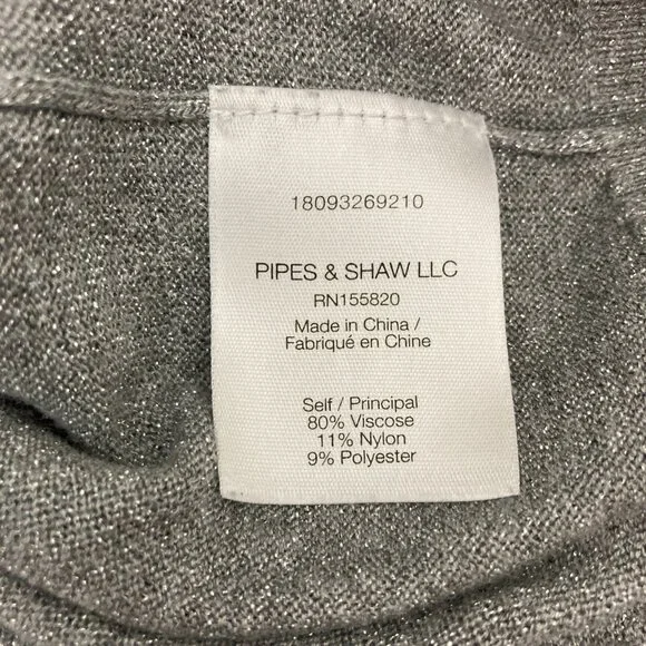 Veronica Beard Centre Ruffle Crewneck Metallic-knit Sweater Size S Gray Sparkle - Picture 9 of 10